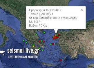 ΕΚΤΑΚΤΗ ΕΙΔΗΣΗ: Νέα ισχυρή σεισμική δόνηση 5,3 Ρίχτερ ανοιχτά της Λέσβου