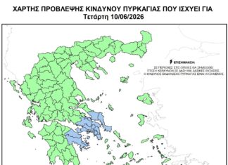 Φωτιά: Μέσος κίνδυνος πυρκαγιάς σε περιοχές της χώρας την Τετάρτη 10 Ιουνίου