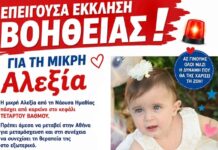 Επείγουσα έκκληση βοήθειας για 19 μηνών Αλεξία – Νοσηλεύεται στη Θεσσαλονίκη με σοβαρό όγκο
