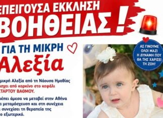 Επείγουσα έκκληση βοήθειας για 19 μηνών Αλεξία – Νοσηλεύεται στη Θεσσαλονίκη με σοβαρό όγκο